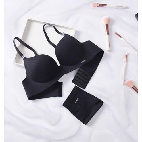 One-Piece Bra Sets Seamless Wire Free Push Up Bras Gathered Bralette Women Traceless Panties Sexy Underwear Sets
