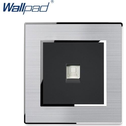DATA RJ45 CAT6 Computer Socket Network Ethernet Wallpad Stainless Steel Panel With Silver Border Wall Socket