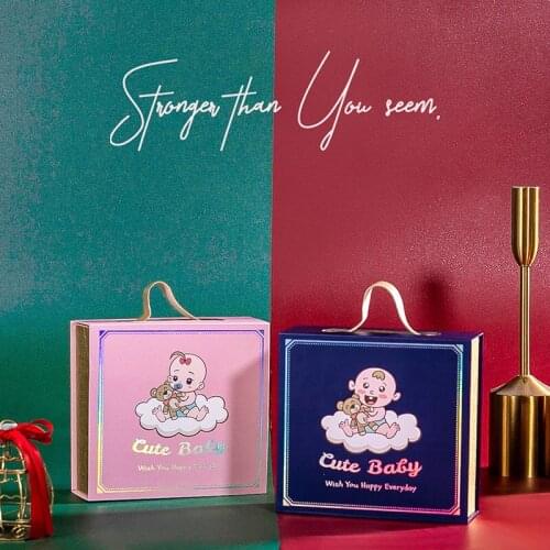 Happy candy box cartoon birthday gift bag baby with hand gift full moon gift box packaging box candy bar Holiday gifts cardboard