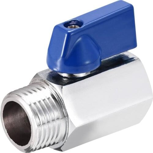 Uxcell Brass Ball Valve Shut Off Switch G3/8 Male to Female Polishing Pipe Coupler Connector Blue