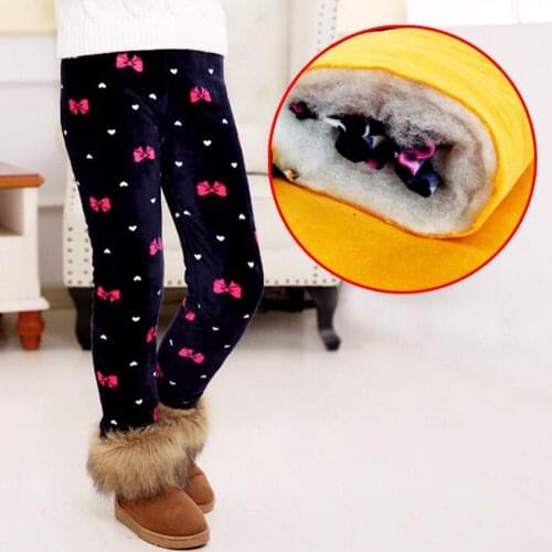 New Childrens Winter Thick Boys Girls Velvet Leggings Foreign Trade Printed Pants Children Trousers Cashmere Warm Pants