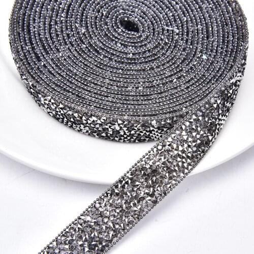 2Yard Rhinestone Trim Black Diamond Tape 2cm Width Hotfix Diy Fabric Clothes Applique Banding Belt Garment/Shoes/Bag Accessories