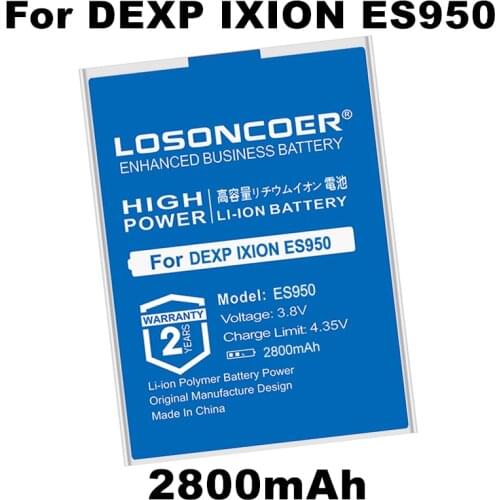 LOSONCOER ES950 2800mAh Smart Phone Batteries For DEXP Ixion ES950 Replacement Battery+Quick Arrive