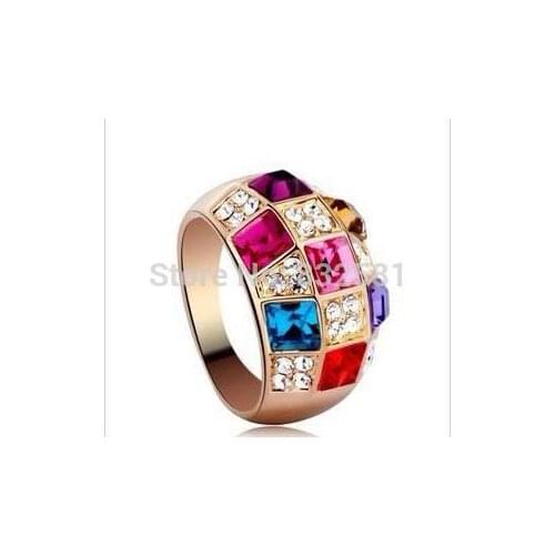 Fashion Wholesales New Parttern Fashion Colorful crystal Big Rings Jewelry Accessories