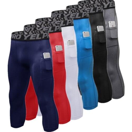 Mens 3/4 Compression Pants Base Layer Sports Leggings Gym Training Jogger