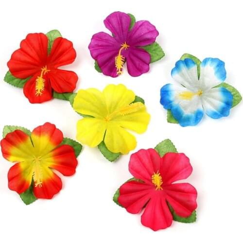 New 24pcs Hibiscus Flowers Hawaii Party Summer Party Diy Decorations Artificial Flowers Hula Girls Favor Hair Decoration Flower