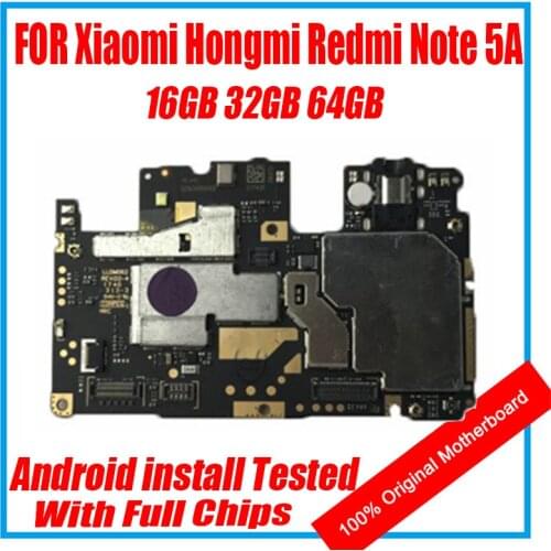 Full Tested for Xiaomi Redmi Hongmi Note 5A Motherboard Original Unlocked Main Logic Board Full Chips Android 16GB 32GB 64GB