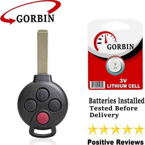 GORBIN 3+1 4 Buttons Car Rmeote Key for Smart Fortwo 2005-2015 Smart Car Key 315Mhz 7941 Chip