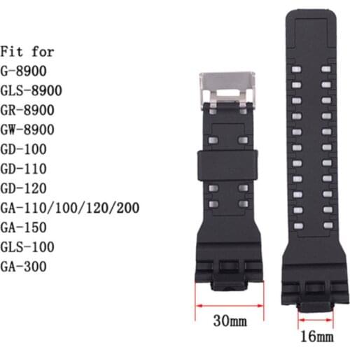 16mm High Quality PU Watchband For Casio G-Shock GA-110 GA-100 GD120/100 Men Sports Waterproof Replacement Watch Band Strap Red