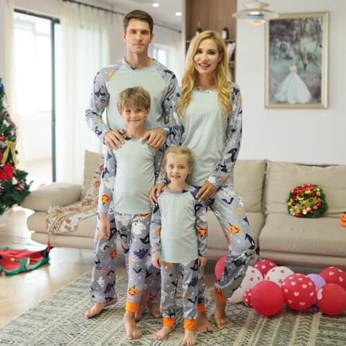 Family Pumpkin Clothes Home Wear Cartoon Parent-child Clothes Matching Mother Daughter Father Son Family Halloween Pajamas