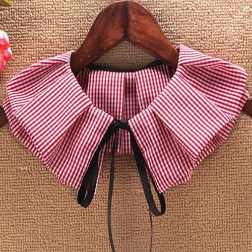 Detachable Girls Cotton Brife Women Lapel Detachable Fake False Collar Pleated Cute Embroidery White decorative female blouse