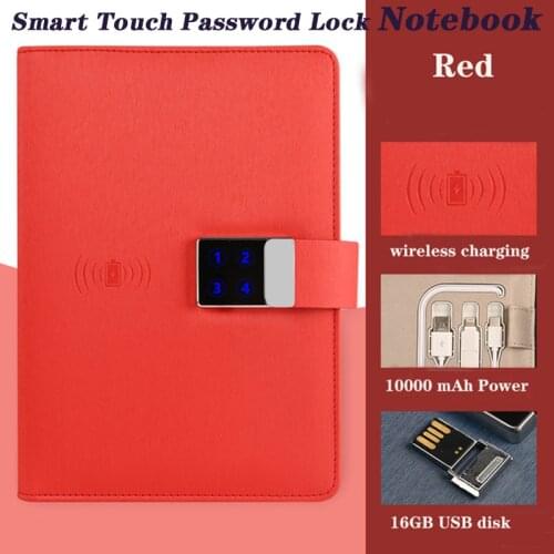 Smart Notebook Password Lock Notepad Paper Screen Synchronous Wireless Charging with U Disk Charging Touch Password Lock Diary