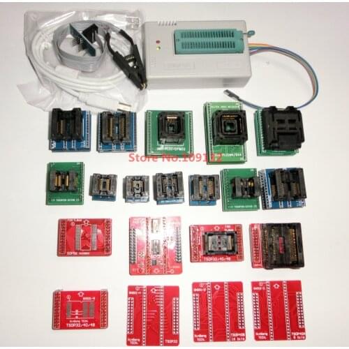 TL866II PLUS USB Programmer EEPROM FLASH AVR MCU PIC ICSP SPI in-circuit programming + 20 adapter +sop8 test clip