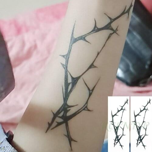 Waterproof Temporary Tattoo Sticker Thorny Rose Branch Black Small Design Fake Tatto Flash Tatoo Arm Hand Body Art for Women Men