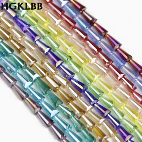 HGKLBB Tower shape Upscale Austrian crystal beads conical glass Spacer loose beads For Jewelry Making 3*6mm 100pcs bracelet DIY