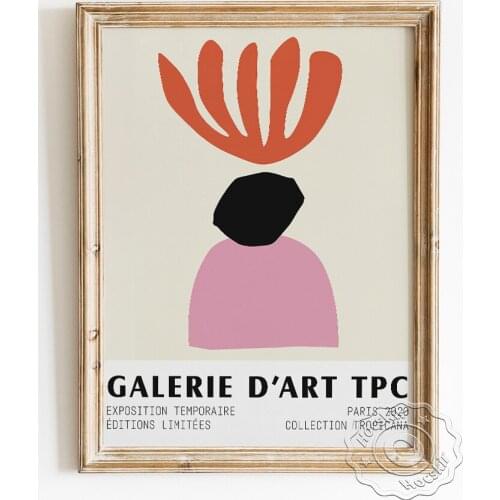 Henri Matisse Exhibition Museum Modern Poster, Abstract Red Colour Coral Art Prints, Pink Geometry Shapes Living Room Home Decor