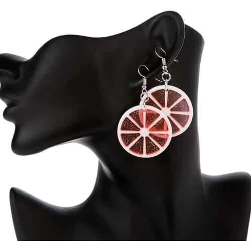 1pair Cute Women Earring Resin Flatback Lemon Slices Simulation Fruit Drop Earrings Birthday Gift Girls Teens Jewelry