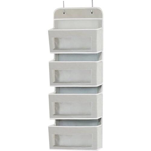 1Pcs Household Hanging Sundries Storage and Sorting Storage Bags Door Wall Installation 4 Transparent Pocket