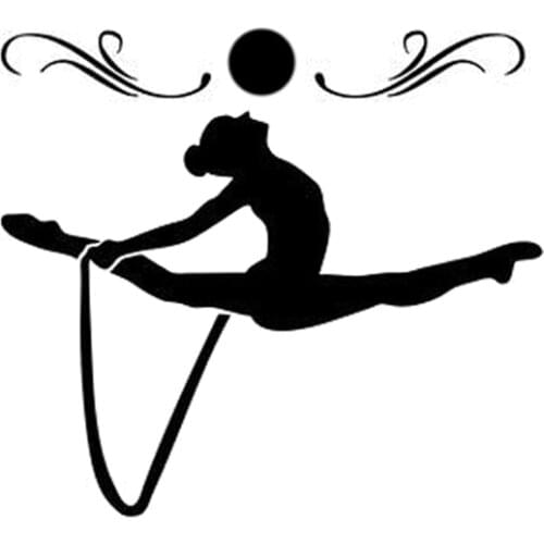 13.6CM*12.3CM Interesting Creative Gymnast Silhouette Car Sticker Vinyl Black/Silver S9-0526