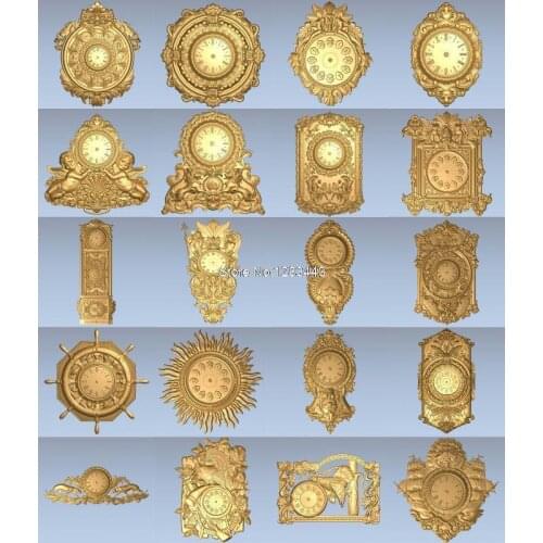 20pcs clock 3d model STL relief for cnc STL format Horologe 3d model for cnc stl relief artcam vectric aspire