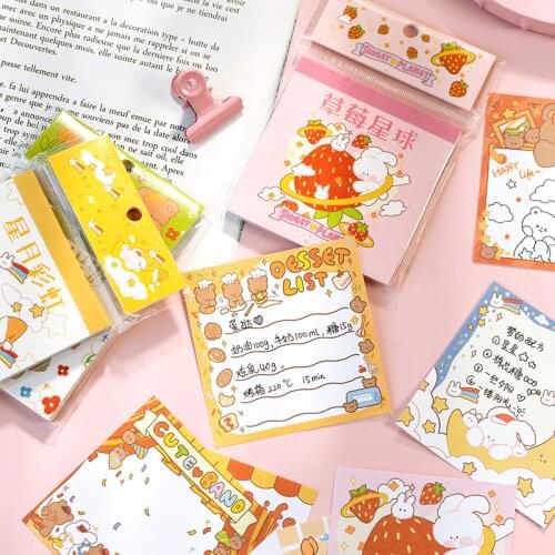 50 pcs/lot Cute strawberry rabbit bear Memo Pad Message Notes Decorative kawaii Notepad Note Memo Stationery Office Supplies
