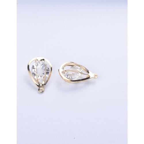 50pcs/lot wholesale gold color hollow love water drop charms connectors diy for earrings jewelry making acrylic crystal pendants