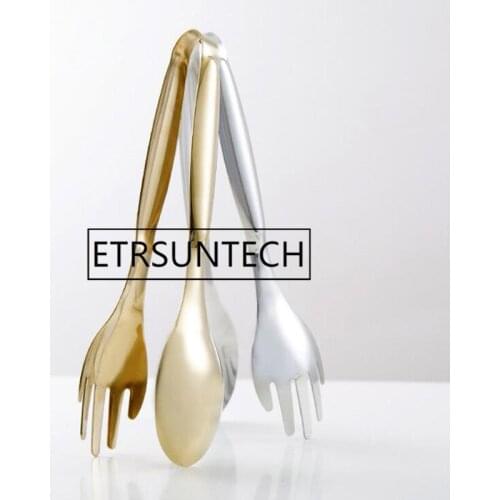 50pcs Stainless Steel Food Tongs Gold Sliver Kitchen Utensils Buffet Cooking Tools BBQ Clips Bread Steak Tong Clip