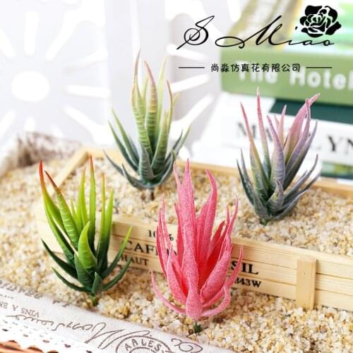 7x10cm Green Yellow Pink Artificial Zebra Aloe Plants Bonsai DIY Flower Arrangement Accessories Fake Plants Home Party Decor
