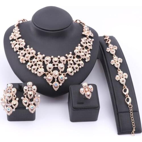 African Beads Jewelry Sets Women Austrian Crystal Pendant Nigerian Trendy Set For Party Wedding Fashion Costume Jewelry