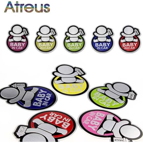 Atreus 1Pcs Baby In Car Styling Car metal decorative stickers for Acura Chevrolet Cruze Aveo Peugeot 307 308 Seat Leon Mazda 3 6