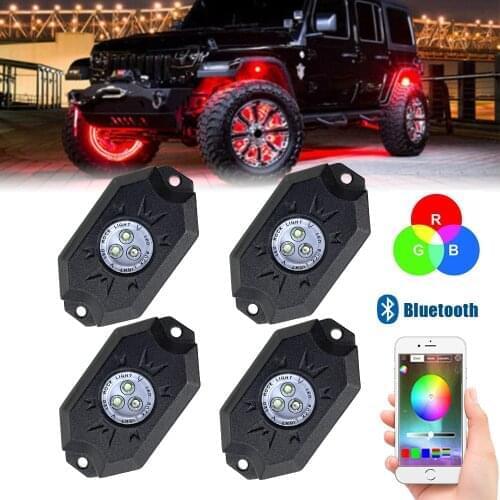 12/24V RGB Car Lights Flashing Ambient Lamps LED Bluetooth Rock Neon Motorcycle Accessories For Boat Off Road 4x4 Truck Pit Bike