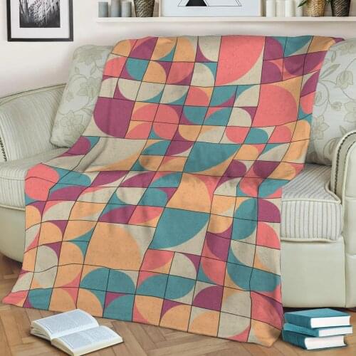 Abstract Geometric Pattern 3D Printed Velvet Plush Throw Fleece Blanket Bedspread Sherpa Blanket Home Decora