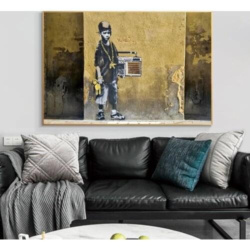 Banksy Pop Street Art Hip Hop Kid Gangsta Posters and Prints Graffiti Canvas Paintings Wall Art Pictures for Home Decor