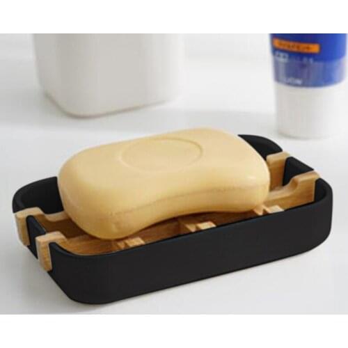 Soap Case Bathroom Bamboo Fiber Soap Dish Drain Soap Dish Detachable Design Easy To Clean Portable Soap Bar Holder