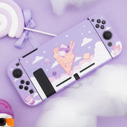 For Nintendo Switch Case Cute Purple Ice Cream TPU Soft Cover Back Girp Protective Shell for Nintendo Switch Accessories Dropshi