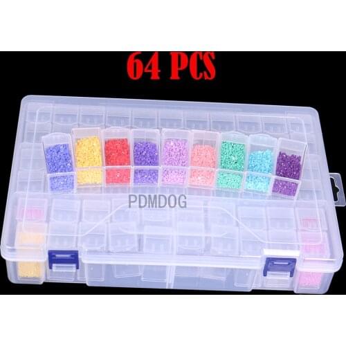 32/ 64 Grids Plastic Box Organizer Medicine Case diamond painting Storage Box Embroidery Storage Case Jewelry Accessories Tools