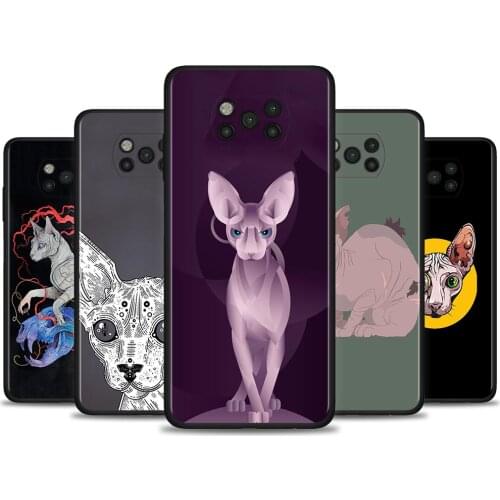 Back Case for Xiaomi Poco X3 NFC X3 Pro F1 F3 M3 TPU Cover for Redmi Note 8 8T 9 9T 9S 10 Pro Soft Phone Shell Tattoo Sphinx Cat