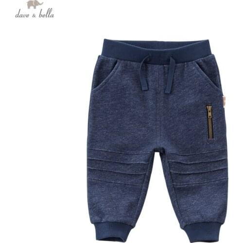 DBA16211-3 dave bella spring baby boys fashion solid pockets pants children full length kids pants infant toddler trousers
