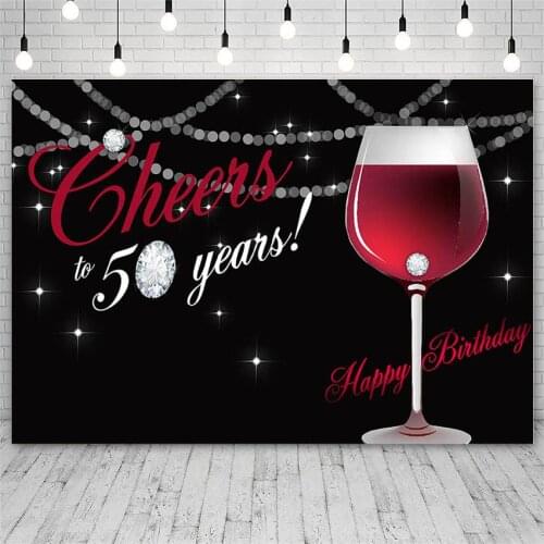 Avezano Photography Backdrops Happy 50th Birthday Cheers Diamond Wine Black Backgrounds Photo Studio Photozone Photophone Decor