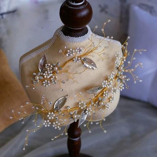 Long Crystal Brides Barrettes Hairbands Leaves Bridal Crystal Tiara Headpieces Evening Headdress