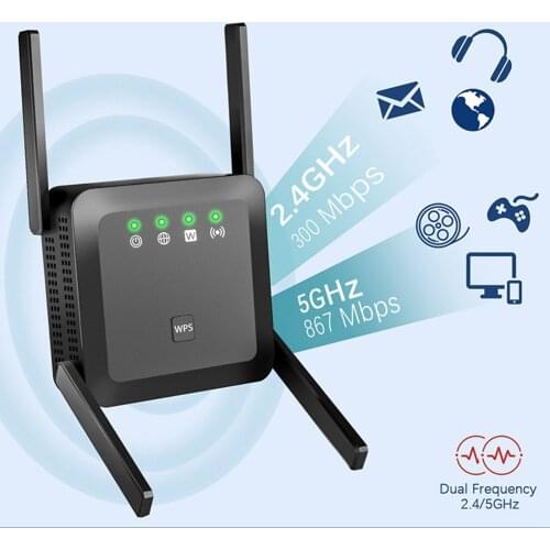 1200Mbps Dual-Band Wireless Wifi Router Extender Signal Amplifer Booster US