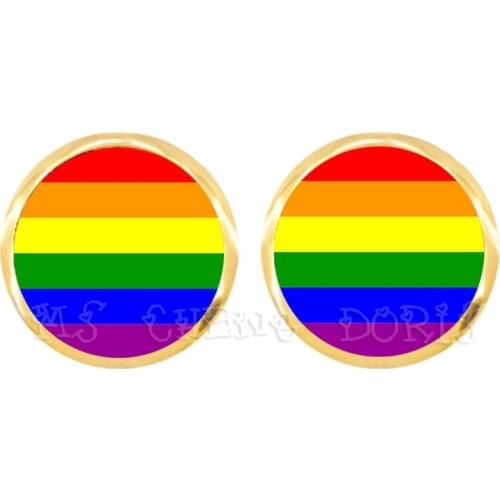 Gay Pride Hypoallergenic Ear Nail Same Sex LGBT Jewelry Gay Lesbian Pride With Rainbow Love Wins Gift Same Sex Marriage Gift