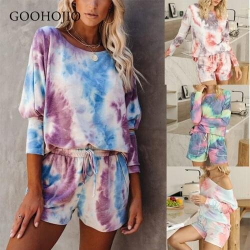 GOOHOJIO 2021 New Spring Autumn Casual Two-piece Womensuits Sportswear Oversized Shorts Sets Women Long Sleeve Sets for Women