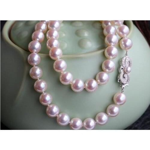 Classic 9-10mm south sea round white pearl necklace 18inch 925s KKK