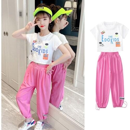 2021 Summer Girls Clothing Sets Girls Short Sleeve T-shirt+Casual Pants Teen Girl Clothes 8 10 12 14 Years back to school outfit