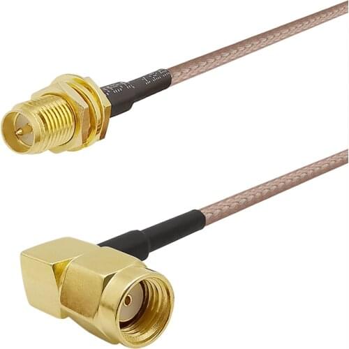 RP SMA Female to RP SMA Male Right Angle RG316 Cable Wire RF Bulkhead Crimp Connector RP SMA Jack Plug 90 Degree Extension Cable