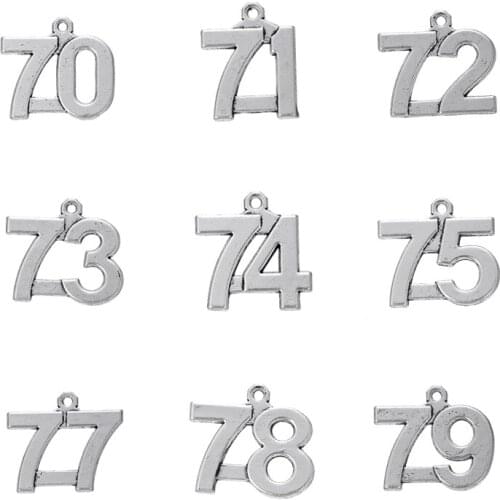 LIKGREAT Metal Number Charms Sliver Pendants for Necklace Jewelry Making Date Anniversary Bijoux Gifts 70 71 72 73 74 75 76 77