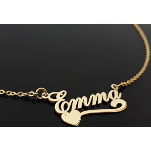 Fashion Gold Filled Heart Nameplate Necklace for Women Handmade Custom Name Necklace Stainless Steel Jewelry Friendship Gift bff
