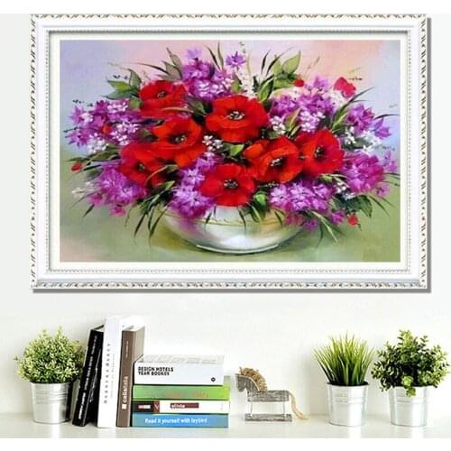 Flower arranging 5D DIY diamond Painting flowers Cross Stitch diamond embroidery mosaic diamonds wall stickers home decor vase
