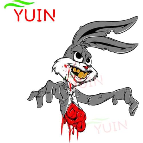 Personality Creative ZOMBIE Walking Dead Rabbit Bloody Car Sticker Fashion PVC Decoration Waterproof High Quality Decal 13*12cm
